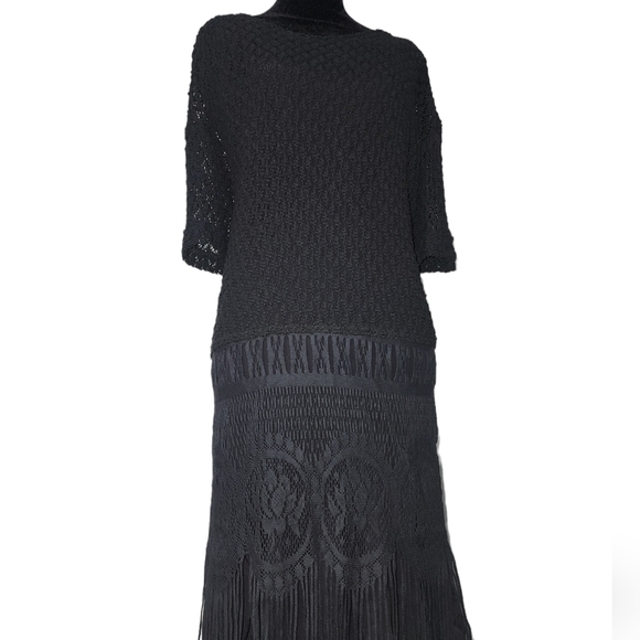 Vintage black crochet fringe dress - Picture 11 of 12